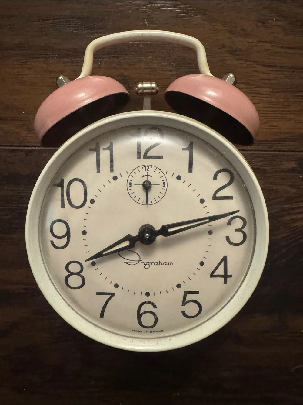 Ingraham Pink and Cream Vintage-Style Alarm Clock